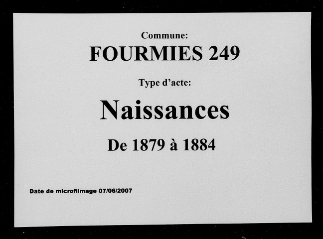 FOURMIES / N [1879-1884]