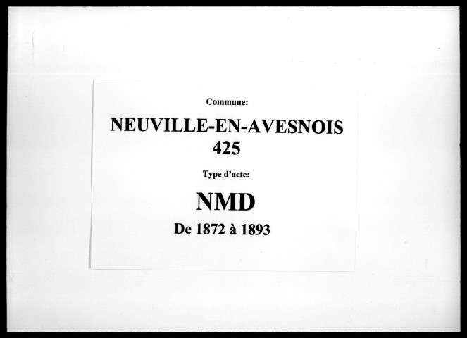 NEUVILLE-EN-AVESNOIS / NMD [1872-1893]