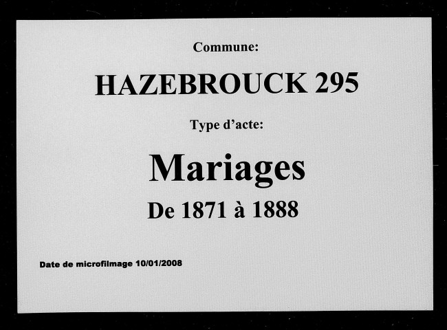 HAZEBROUCK / M [1871-1888]