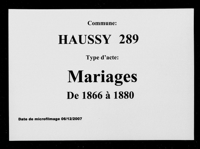 HAUSSY / M [1866-1880]