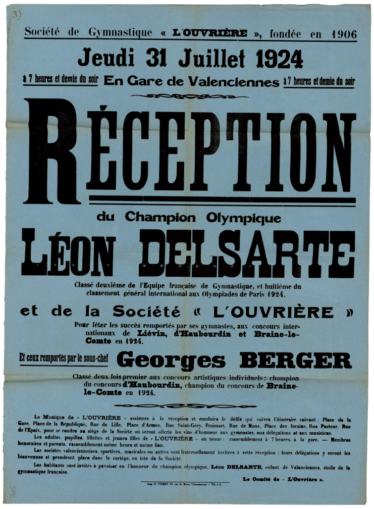 Réception du champion olympique Léon Delsarte, Valenciennes, 31 juillet 1924.