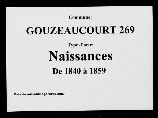 GOUZEAUCOURT / N [1840-1859]