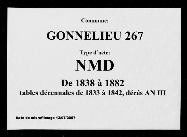 GONNELIEU / NMD, Td (1833-1842), D (AN03) [1838-1882]