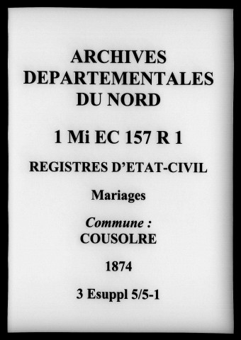 COUSOLRE / N 1873, M (1874-1882), D (1874-1881) [1873-1882]