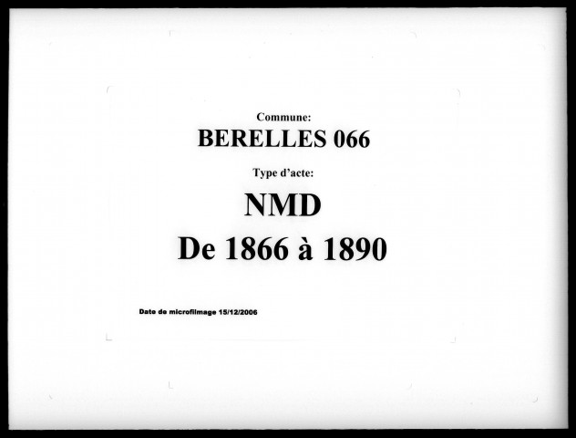 BERELLES / NMD [1866-1890]