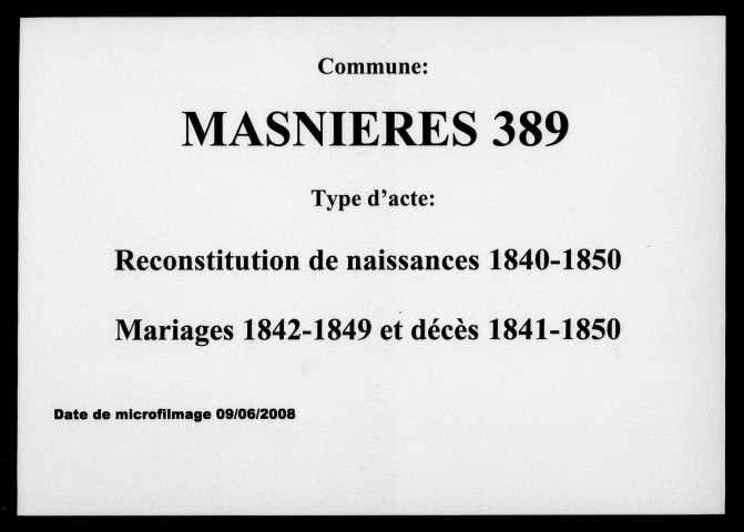 MASNIERES / N (reconstitution) (1840-1850), M (1842-1849), D (1841-1850) [1840-1850]