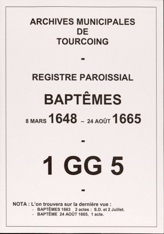 TOURCOING / B [1648 - 1665]