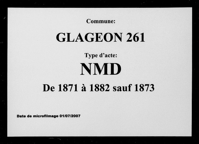 GLAGEON / NMD (sauf 1873) [1871-1882]