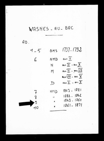 WASNES-AU-BAC / NMD [1843-1871]