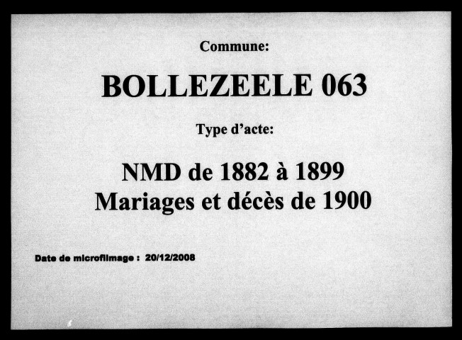 BOLLEZEELE / N(1882-1899), MD(1882-1900) [1882-1900]