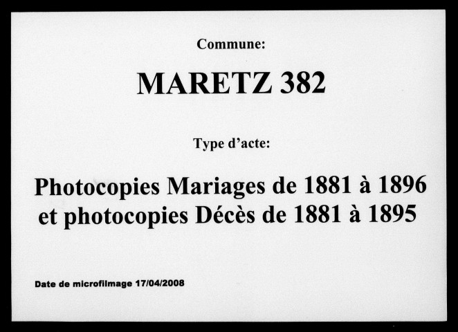 MARETZ / M (photocopies) (1881-1896), D (photocopies) (1881-1895) [1881-1896]