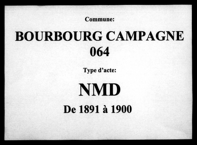 BOURBOURG (CAMPAGNE) / NMD [1891-1900]