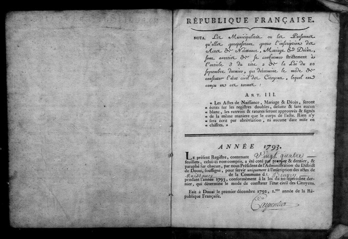 BEUVRY-LA-FORET / NMD (sauf M 1799) [1793-1822]