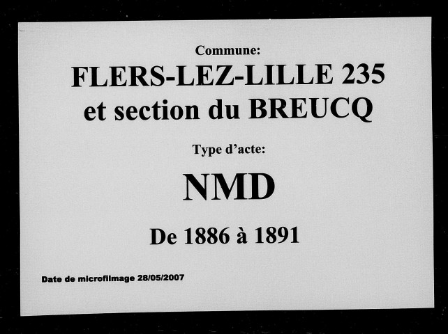 FLERS-LEZ-LILLE et section du BREUCQ / NMD [1886-1891]