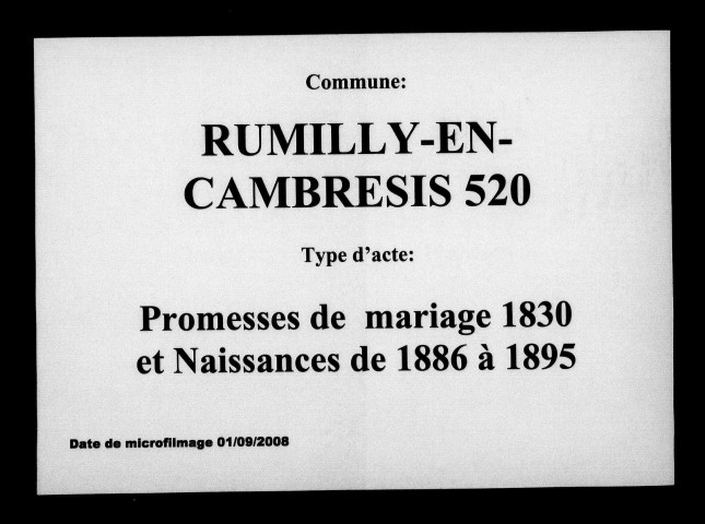 RUMILLY-EN-CAMBRESIS / M (prom) (1830), N (1886-1895) [1830-1895]